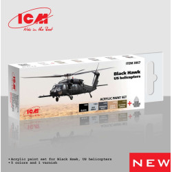 Icm 3067 Acrylic Paints Set For Black Hawk Us Helicopters 5 Colors And 1varnish