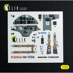 Kelik K32046 1/32 Hs-123a-1 - Interior 3d Decals For Icm Kit