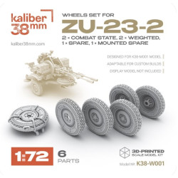 Kaliber38mm K38 W001 1/72 Wheels Set For Zu 23 2 2 Combat State 2 Weighted 1 Spare 1 Mounted Spare