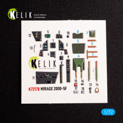 Kelik K72178 1/72 Mirage 2000-5f - Interior 3d Decals For Modelsvit Kit