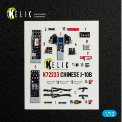 Kelik K72233 1/72 Chinese J-10b - Interior 3d Decals For Trumpeter Kit