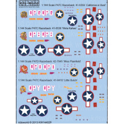 Kits World Kw144029 1/144 Decal For P-47c/D Razorbacks Accessories For Aircraft