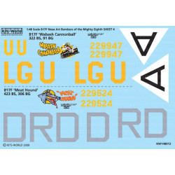 Kits World Kw148012 1/48 Decal For Boeing B-17f Flying Fortress