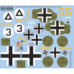 Kits World Kw148069 1/48 Decal For B-24h Liberator B-24h-5-fo 42-52106 Sunshine