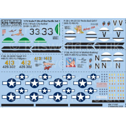 Kits World Kw172207 1/72 Decal P-38 Lightnings Of The Pacific Late War Set One