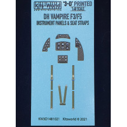 Kits World Kw3d1481021 1/48 Instrument Panels De Havilland Vampire F3/F5