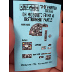 Kits World Kw3d1481026 1/48 3d Instruments Panel De Havilland Mosquito Fb Mk V