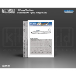 Kits World Kwm32-1015 1/32 Mask For T-33a Shooting Star Outside Canopy/Wheel For Special Hobby Sh32066