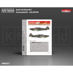 Kits World Kwm48-1017 1/48 Mask Boulton Paul Defiant Mk.1 Canopy/Wheel Mask Airfix A05128a