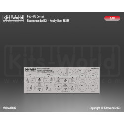 Kits World Kwm48-1039 1/48 Mask For F4u-4/5 Canopy/Wheel Hobby Boss 80389