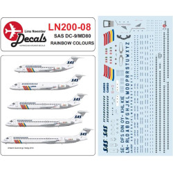 Lima November Decals 200-08 1/200 Sas Dc-9/Md80s Rainbow Colours