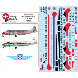 Lima November Decals 72-510 1/72 D.h.114 Heron Braathens S.a.f.e.