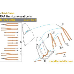 Metallic Details Mdp72004 1/72 Raf Hurricane Seat Belts Aircraft Accessories