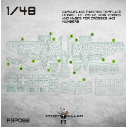 77propeller Prp092 1/48 Camouflage Painting Template Heinkel He-219 A2 Wnr 290126 And Masks For Crosses And Numbers