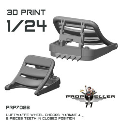 77propeller Prp7026 1/24 Luftwaffe Wheel Chocks Variant A 2 Pieces Teeth In Closed Position