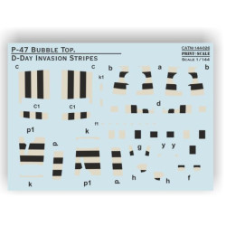 Print Scale Prs144-026 1/144 P-47 Bubble Top D-day Invasion Stripes Decal For Aircraft