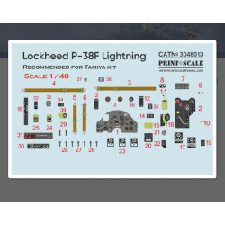 Print Scale 3d48-013 1/48 Instrumental Panel And Cocpit Lockheed P 38f Lightning