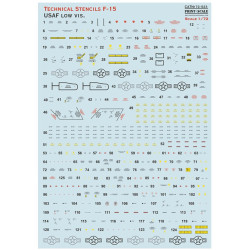 Print Scale 72-523 1/72 Decal For F-15 Technical Stecils Low Vis