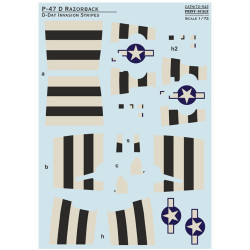 Print Scale 72-542 1/72 Decal For P-47d Razorback D-day Invasion Stripes