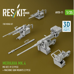 Reskit Rs-av35-0011 1/35 Merkava Mk4 Mg Set V1 2 Pcs Machine Gun Mounts 2 Pcs For Meng Kit 3d Printed