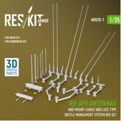Reskit Rs-avu35-0001 1/35 Idf Afv Antennas And Mount Early And Late Type Battle Managment System Big Set 3d Printed
