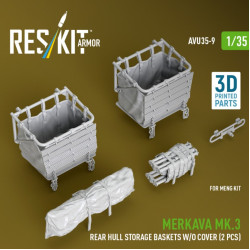 Reskit Rs-avu35-0009 1/35 Merkava Mk 3 Rear Hull Storage Baskets W/O Cover 2 Pcs For Meng Kit 3d Printed
