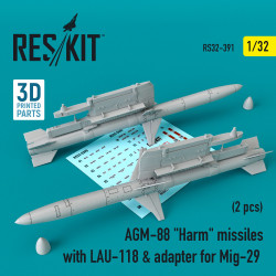 Reskit RS32-0391 1/32 AGM-88 Harm missiles with LAU-118 & adapter for MiG-29 2 pcs