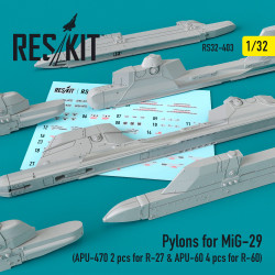 Reskit RS32-0403 - 1/32 Pylons for MiG-29 (APU-470 2 pcs for R-27  APU-60 4 pcs for R-60)