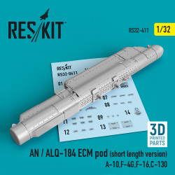 Reskit RS32-0411 1/32 AN / ALQ-184 ECM pod (short length version) (A-10,F-4G,F-16,C-130) (3D printing)