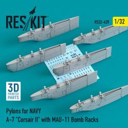 Reskit Rs32-0439 1/32 Pylons For Navy A7 Corsair Ii With Mau11 Bomb Racks 3d Printing Scale Model Accessories