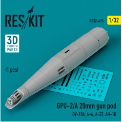 Reskit Rs32-0475 1/32 Gpu2 A 20mm Gun Pod 1pcs Ov10a A4 A37 Ah 1g 3d Printed