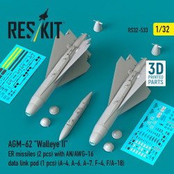 Reskit Rs32-0533 1/32 Agm-62 Walleye Ii Er Missiles With An/Awg-16 Data Link Pod A-4, A-6, A-7, F-4, F/A-18