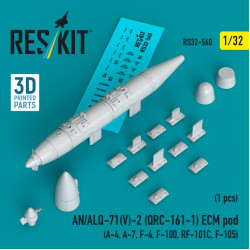 Reskit Rs32-0560 1/32 An/Alq-71v-2 Qrc-161-1 Ecm Pod 1pcs A-4 A-7 F-4 F-100 Rf-101c F-105 3d Printed