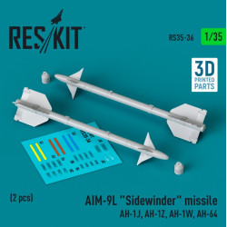 Reskit Rs35-0036 1/35 Aim 9l Sidewinder Missile Ah1j Ah1z Ah1w Ah64 2pcs 3dprinted