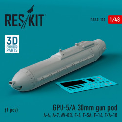 Reskit Rs48-0138 1/48 Gpu 5a 30mm Gun Pod 1pcs A4 A7 Av 8b F4 F5a F16 Fa18 3d Printed