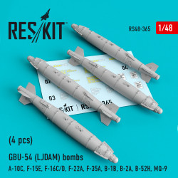Reskit RS48-0365 - 1/48 - GBU-54 (LJDAM) bombs (4 pcs) (A-10C, F-15E, F-16C/D, F-22A, F-35A, B-1B, B-2A, B-52H, MQ-9) (1/48)