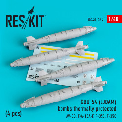 Reskit RS48-0366 - 1/48 - GBU-54 (LJDAM) bombs thermally protected (4 pcs) (AV-8B, F/A-18A-F, F-35B, F-35C) (1/48)