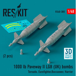 Reskit Rs48-0380 1/48 1000 Lb Paveway Ii Lgb Uk Bombs 2pcs Tornado Eurofighter Buccaneer Harrier 3d Printed