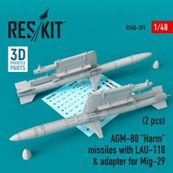 Reskit RS48-0391 - 1/48 AGM-88 Harm missiles with LAU-118 & adapter for Mig-29