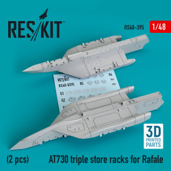 Reskit RS48-0395 1/48 AT730 triple store racks for Rafale (2 pcs) (3D printing)