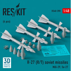 Reskit Rs48-0398 1/48 R27 Rt Missiles 4pcs Mig29 Su27 3d Printed