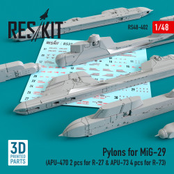 Reskit RS48-0402 - 1/48 - Pylons for MiG-29 (APU-470 2 pcs for R-27 & APU-73 4 pcs for R-73)