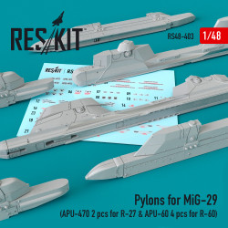 Reskit RS48-0403 - 1/48 - Pylons for MiG-29 (APU-470 2 pcs for R-27 & APU-60 4 pcs for R-60)