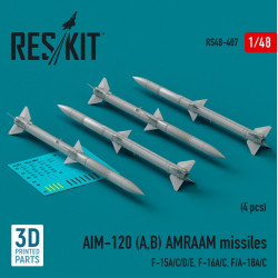 Reskit Rs48-0407 1/48 Aim 120 A B Amraam Missiles 4 Pcs F 15a C D E F 16a C F A 18a C 3d Printed