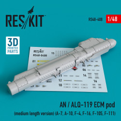 Reskit RS48-0408 1/48 AN / ALQ-119 ECM pod (medium length version) (A-7, A-10, F-4, F-16, F-105, F-111) (3D printing)