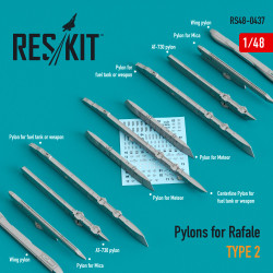 Reskit Rs48-0437 1/48 Pylons For Rafale Type 2 3d Accessories