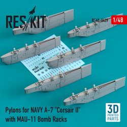 Reskit Rs48-0439 1/48 Pylons For Navy A7 Corsair Ii With Mau11 Bomb Racks 3d Printing Scale Model