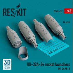 Reskit Rs48-0453 1/48 Ub 32a24 Rocket Launchers 4pcs Mi24 Mi8 3d Printed
