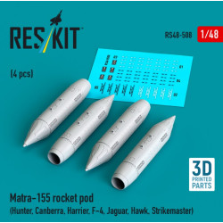 Reskit Rs48-0508 1/48 Matra-155 Rocket Pod 4pcs Hunter Canberra Harrier F-4 Jaguar Hawk Strikemaster 3d Printed