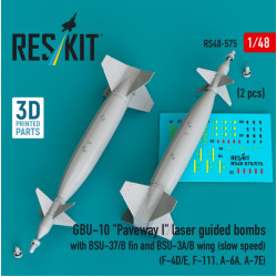 Reskit Rs48-0575 1/48 Gbu-10 Paveway I Laser Guided Bombs With Bsu-37/B Fin And Bsu-3a/B Wing Slow Speed 2pcs F-4d/E F-111 A-6a A-7e 3d Printed